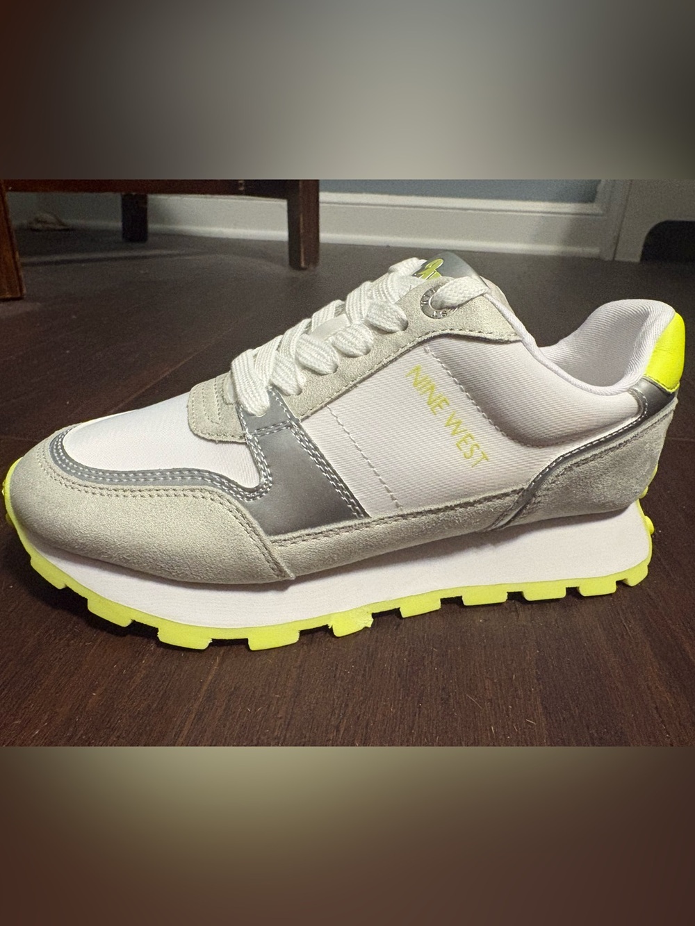Nine West Kalah Women’s - White, Gray & Neon Yellow!